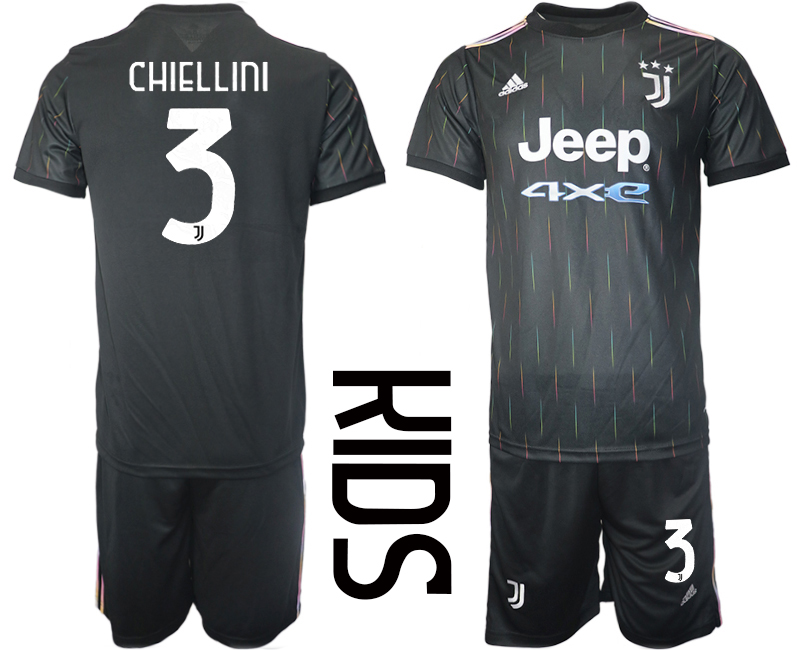 Youth 2021-2022 Club Juventus away black #3 Soccer Jersey
